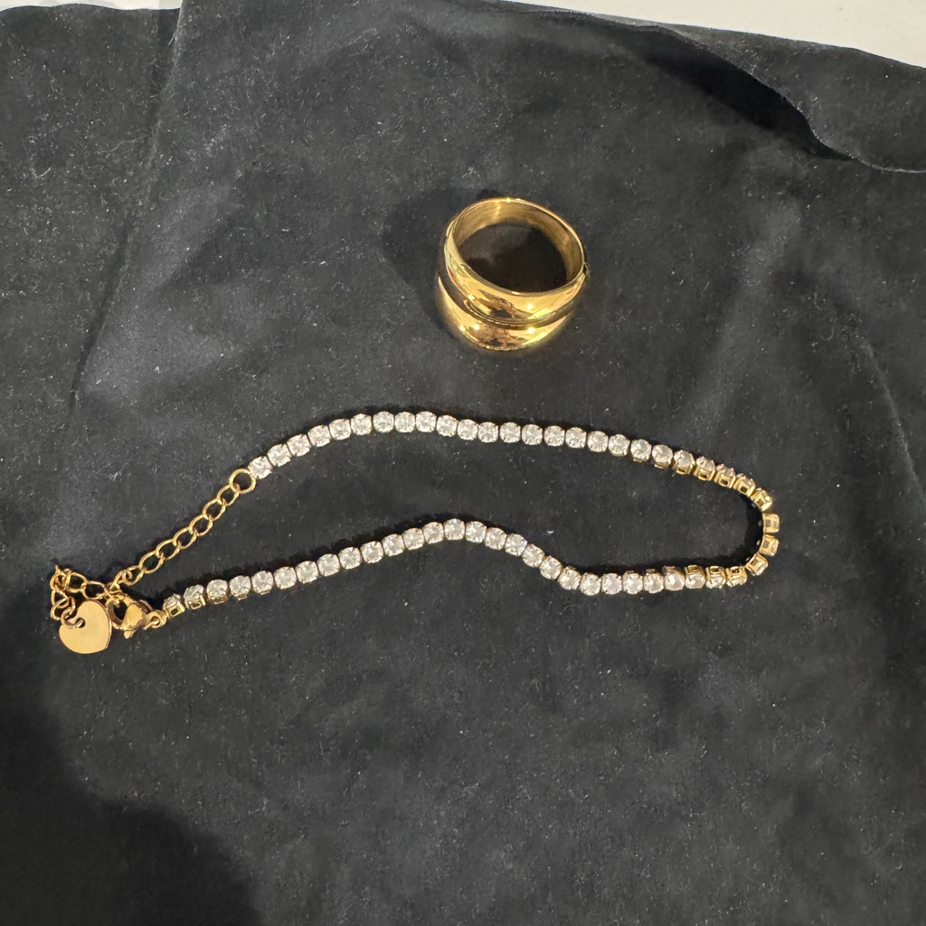 Cz Gold Tone Micro Bracelet